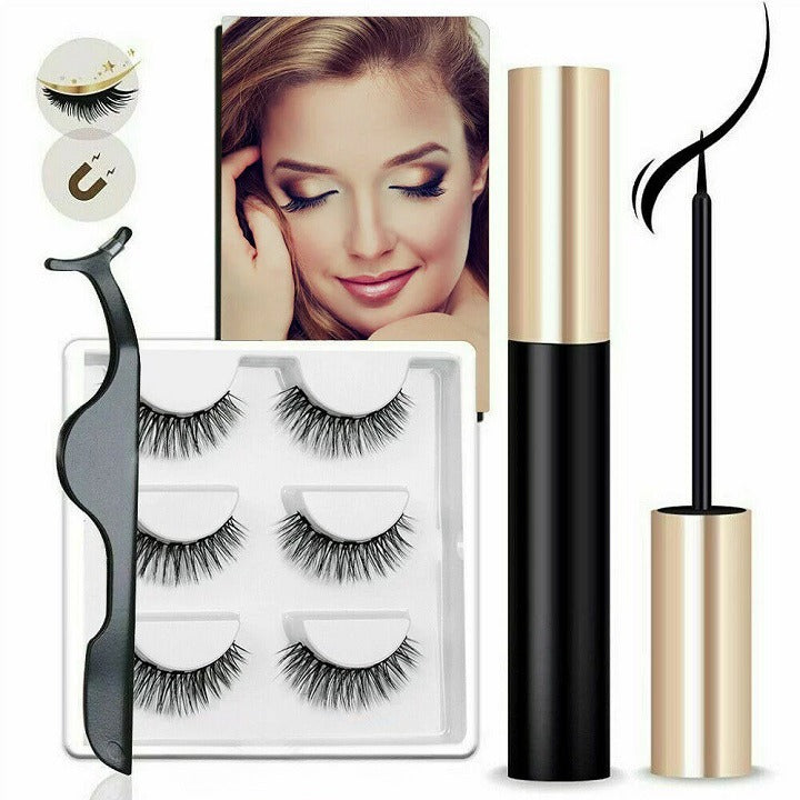 Magnetic Eyelashes 3 pairs set with lash liner n applicator