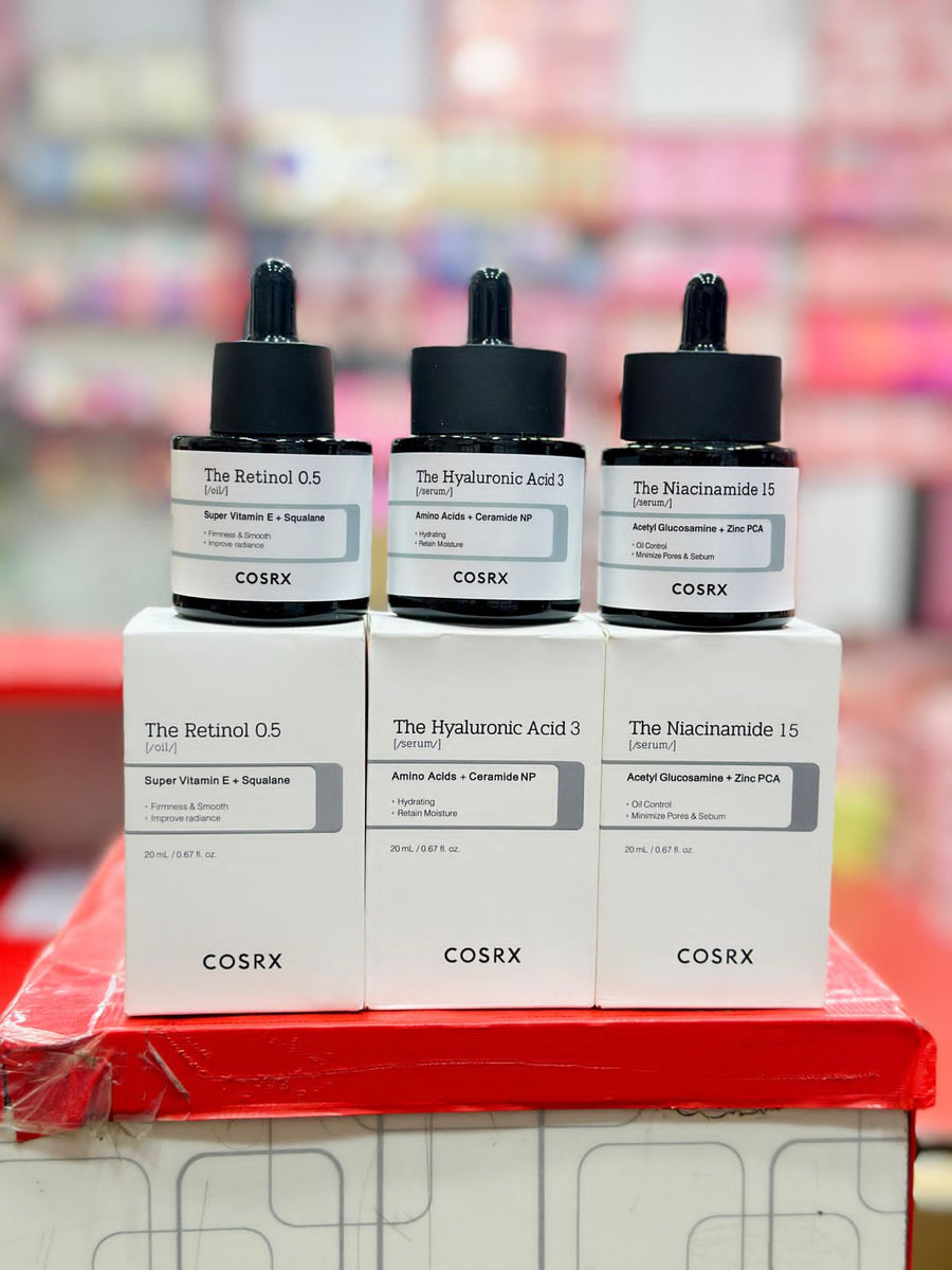 COSRX Ultimate Serum Trio – Hyaluronic Acid 3 Serum, Niacinamide 15 Serum & Retinol 0.5 Oil (Super Vitamin E + Squalane) | 3-Piece Skincare Set (20ml Each)