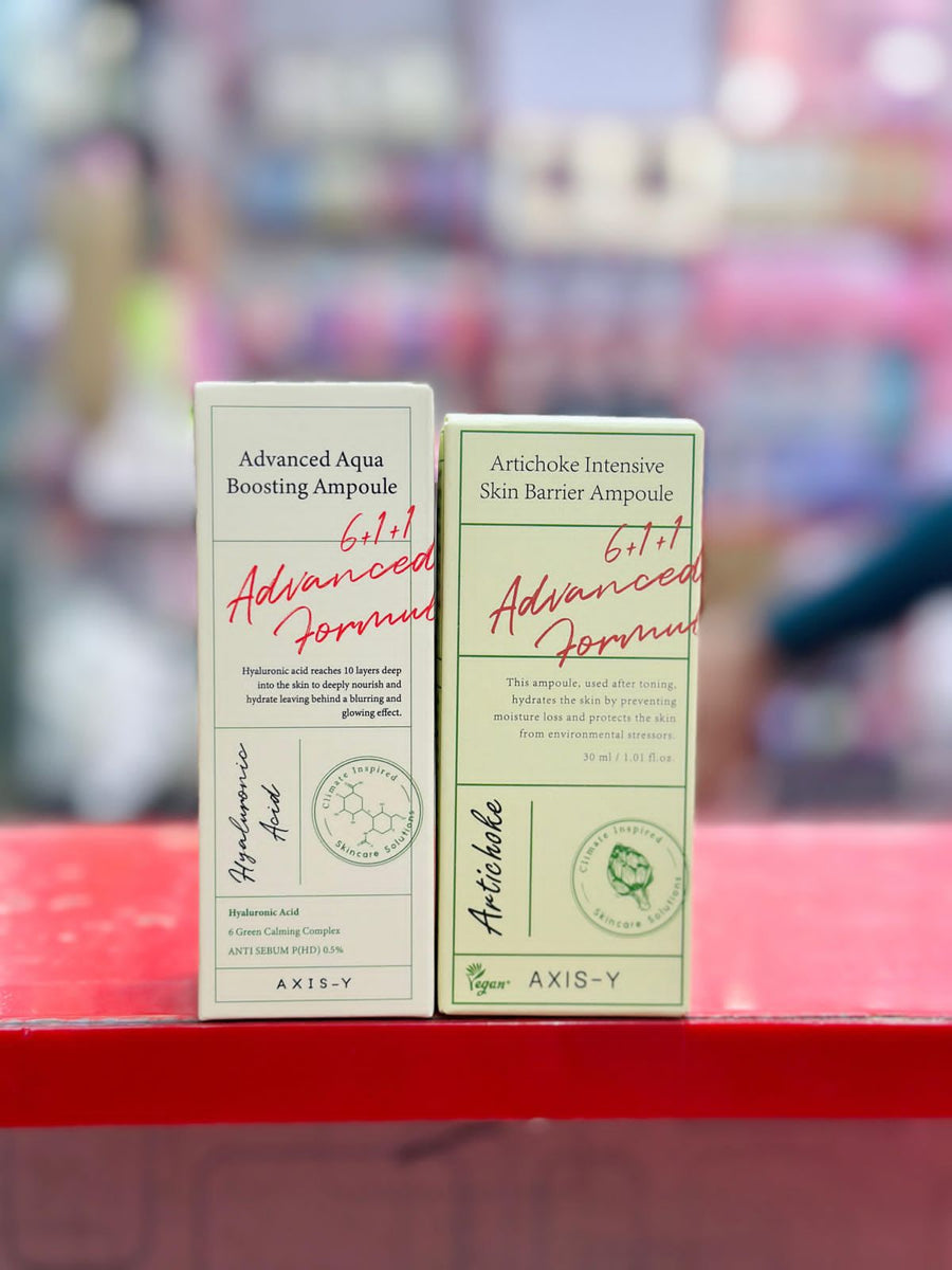 AXIS-Y Hydration & Barrier Repair Duo – Advanced Aqua Boosting Ampoule & Artichoke Intensive Skin Barrier Ampoule | 2-Piece Skincare Set