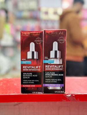 L'Oréal Paris Revitalift Serum Duo – 10% Glycolic Acid Serum & 1.5% Hyaluronic Acid Serum | 2-Piece Skincare Set