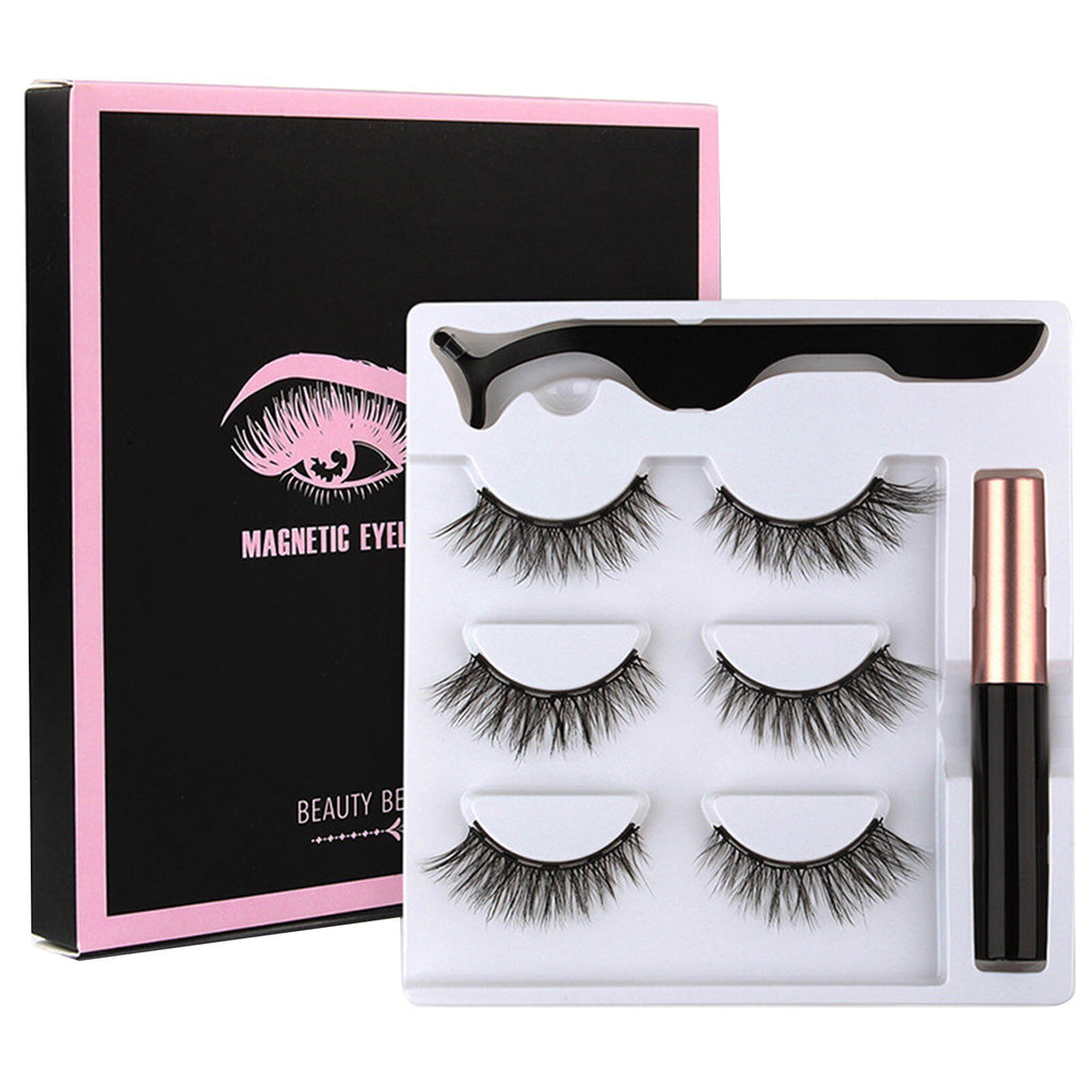 Magnetic Eyelashes 3 pairs set with lash liner n applicator