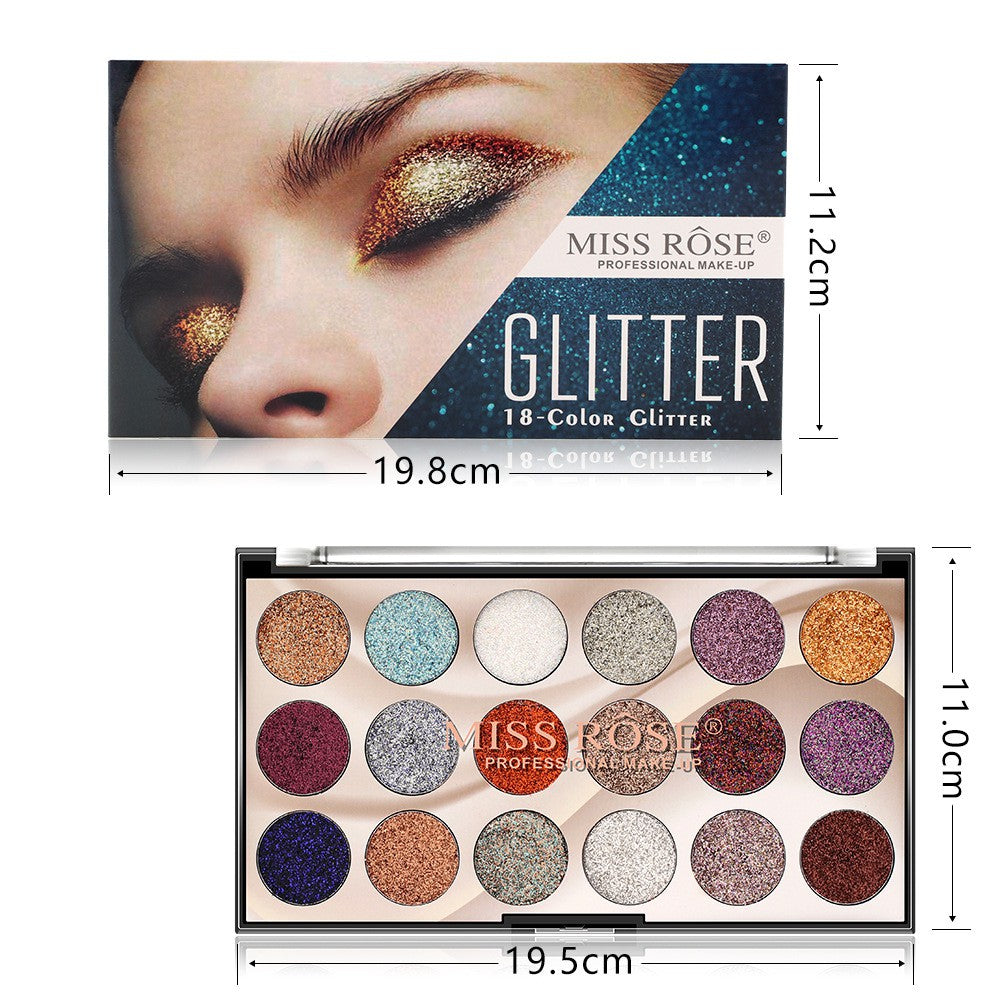 Miss Rose 18 Colour Glitter Eyeshadow Pallete