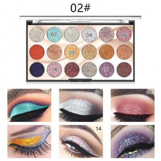 Miss Rose 18 Colour Glitter Eyeshadow Pallete